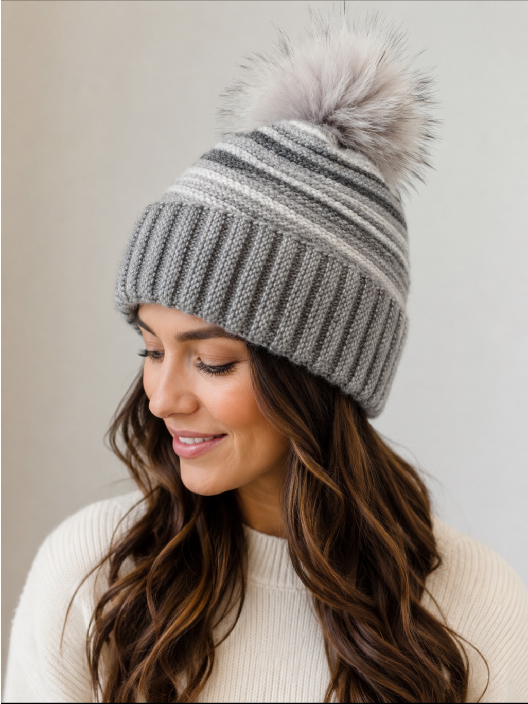 Norla Canada Handmade Alpaca Blend Pom Pom Knit Beanie Gray Nwot Made In Canada